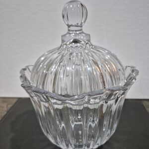 Vtg. Soga "Alexandria" Clear Crystal Candy Dish with Lid Japan